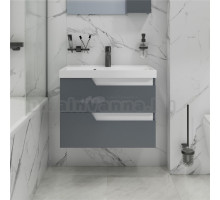 Тумба с раковиной СаНта Антарес 70 подвесная, 2 ящика, графит матовый