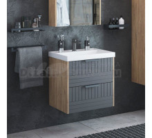 Тумба с раковиной Corozo Инди 60 подвесная, дуб канзас, графит