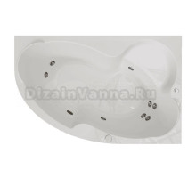 Акриловая ванна Radomir Ирма Релакс 160x105 см, угловая, правая, пристенная, с гидромассажем, белая, асимметричная, с каркасом, с экраном, с сиденьем, со сливом-переливом