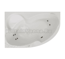Акриловая ванна Radomir Ирма Стандарт 160x105 см, угловая, левая, пристенная, с гидромассажем, белая, асимметричная, с каркасом, с экраном, с сиденьем, со сливом-переливом, с полотенцедержателем