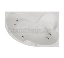 Акриловая ванна Radomir Ирма Стандарт 160x105 см, угловая, правая, пристенная, с гидромассажем, белая, асимметричная, с каркасом, с экраном, с сиденьем, со сливом-переливом, с полотенцедержателем