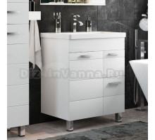 Тумба с раковиной Corozo Денвер 70 Z2 напольная, глянцевая белая, раковина Kirovit Фостер 70