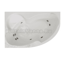 Акриловая ванна Radomir Ирма Релакс 170x110 см, угловая, левая, пристенная, с гидромассажем, белая, асимметричная, с каркасом, с экраном, с сиденьем, со сливом-переливом
