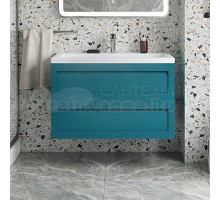 Тумба с раковиной Art&Max Platino 100 подвесная, бирюзовая матовая