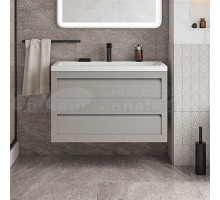 Тумба с раковиной Art&Max Platino 100 подвесная, светло-серая матовая