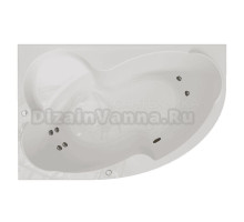 Акриловая ванна Radomir Ирма Стандарт 170x110 см, угловая, левая, пристенная, с гидромассажем, белая, асимметричная, с каркасом, с экраном, с сиденьем, со сливом-переливом, с полотенцедержателем