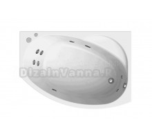 Акриловая ванна Radomir Монти Релакс 150x105 см, угловая, правая, пристенная, с гидромассажем, белая, асимметричная, с каркасом, с экраном, с сиденьем, со сливом-переливом