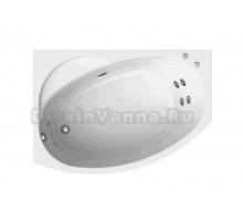 Акриловая ванна Radomir Монти Стандарт 150x105 см, угловая, левая, пристенная, с гидромассажем, белая, асимметричная, с каркасом, с экраном, с сиденьем, со сливом-переливом