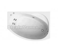 Акриловая ванна Radomir Монти Стандарт 150x105 см, угловая, правая, пристенная, с гидромассажем, белая, асимметричная, с каркасом, с экраном, с сиденьем, со сливом-переливом