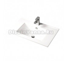 Мебельная раковина TOPPUS Premier 81 накладная, глянцевая белая, прямоугольная, искусственная камень