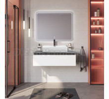 Мебель для ванной комнаты Cezares Slider 100 подвесная, 1 ящик,  bianco opaco,  со столешницей marmo nero opaco