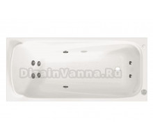 Акриловая ванна Radomir Роза Релакс 170x75 см, пристенная, с гидромассажем, белая, с каркасом, с экранами, со сливом-переливом