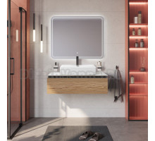 Мебель для ванной комнаты Cezares Slider 100 подвесная, 1 ящик, дуб тангент, со столешницей bianco opaco