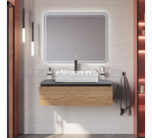 Мебель для ванной комнаты Cezares Slider 100 подвесная, 1 ящик, дуб тангент, со столешницей marmo nero opaco