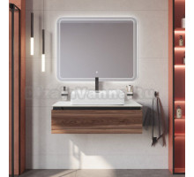 Мебель для ванной комнаты Cezares Slider 100 подвесная, 1 ящик, дымчатый орех, со столешницей bianco opaco