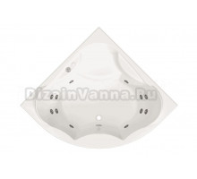 Акриловая ванна Radomir Сандра Релакс 150x150 см, угловая, пристенная, с гидромассажем, белая, четверть круга, с каркасом, с экраном, с сиденьем, со сливом-переливом