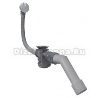 Слив-перелив для ванны Wirquin 30975101 45 мм, полуавтомат, серый, с функцией наполнения ванны, с сифоном