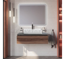 Мебель для ванной комнаты Cezares Slider 100 подвесная, 1 ящик, дымчатый орех, со столешницей marmo nero opaco