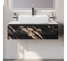 Тумба под раковину со столешницей Cezares Slider 100 подвесная, 1 ящик, черный фьюжн, со столешницей bianco opaco