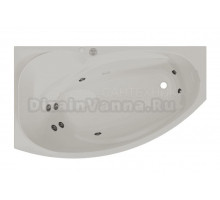 Акриловая ванна Radomir София Релакс 170x100 см, угловая, левая, пристенная, с гидромассажем, белая, асимметричная, с каркасом, с экраном, с сиденьем, со сливом-переливом