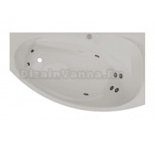 Акриловая ванна Radomir София Релакс 170x100 см, угловая, правая, пристенная, с гидромассажем, белая, асимметричная, с каркасом, с экраном, с сиденьем, со сливом-переливом