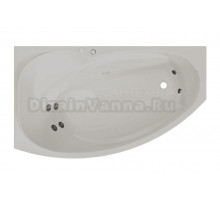 Акриловая ванна Radomir София Стандарт 170x100 см, угловая, левая, пристенная, с гидромассажем, белая, асимметричная, с каркасом, с экраном, с сиденьем, со сливом-переливом