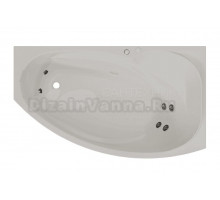 Акриловая ванна Radomir София Стандарт 170x100 см, угловая, правая, пристенная, с гидромассажем, белая, асимметричная, с каркасом, с экраном, с сиденьем, со сливом-переливом