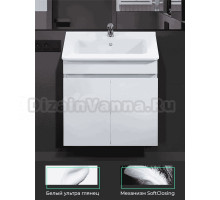 Тумба с раковиной TOPPUS Velour 60 подвесная, глянцевая белая