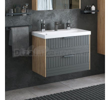 Тумба с раковиной Corozo Инди 80 подвесная, дуб канзас, графит