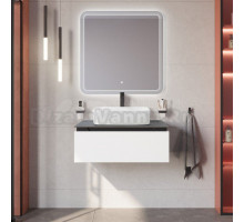 Мебель для ванной комнаты Cezares Slider 80 подвесная, 1 ящик, bianco opaco, столешница marmo nero opaco