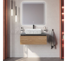 Мебель для ванной комнаты Cezares Slider 80 подвесная, 1 ящик, дуб тангент, со столешницей marmo nero opaco