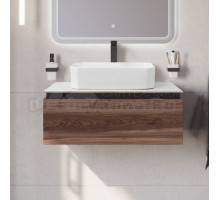 Тумба под раковину со столешницей Cezares Slider 80 подвесная, 1 ящик, дымчатый орех, со столешницей bianco opaco