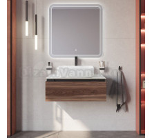 Мебель для ванной комнаты Cezares Slider 80 подвесная, 1 ящик, дымчатый орех, со столешницей bianco opaco