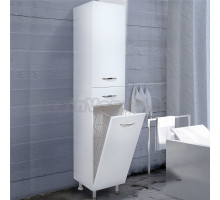 Шкаф-пенал для ванной Onika Модерн 26 левый напольный, с бельевой корзиной, белый
