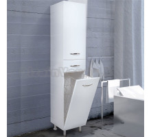 Шкаф-пенал для ванной Onika Модерн 32 левый напольный, с бельевой корзиной, белый