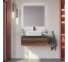 Мебель для ванной комнаты Cezares Slider 80 подвесная, 1 ящик, дымчатый орех, со столешницей marmo nero opaco