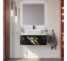 Мебель для ванной комнаты Cezares Slider 80 подвесная, 1 ящик, черный фьюжн, со столешницей bianco opaco