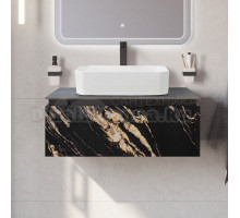Тумба под раковину со столешницей Cezares Slider 80 подвесная, 1 ящик, черный фьюжн, со столешницей marmo nero opaco