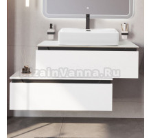 Тумба с раковиной Cezares Slider 100 подвесная, 2 ящика, со столешницей bianco opaco