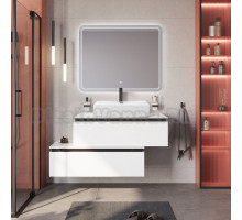 Мебель для ванной комнаты Cezares Slider 100 подвесная, 2 ящика, со столешницей bianco opaco