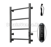 Полотенцесушитель электрический Тругор Аспект 60х40 60x45 см, подключение справа, скрытое подключение справа, оружейная сталь, лесенка, из стали