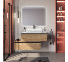 Мебель для ванной комнаты Cezares Slider 100 подвесная, 2 ящика, дуб тангент, со столешницей bianco opaco