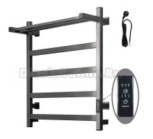 Полотенцесушитель электрический Тругор Пэк сп ПЭКсп20квП/6050ор_стВГП 60x55 см, подключение справа, скрытое подключение справа, оружейная сталь, лесенка, из стали, с полкой
