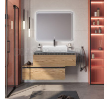 Мебель для ванной комнаты Cezares Slider 100 подвесная, 2 ящика, дуб тангент, со столешницей marmo nero opaco