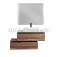 Мебель для ванной комнаты Cezares Slider 100 подвесная, 2 ящика, дымчатый орех, со столешницей bianco opaco