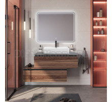 Мебель для ванной комнаты Cezares Slider 100 подвесная, 2 ящика, дымчатый орех, со столешницей marmo nero opaco