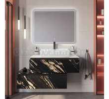 Мебель для ванной комнаты Cezares Slider 100 подвесная, 2 ящика, черный фьюжн, со столешницей bianco opaco