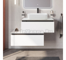 Тумба с раковиной Cezares Slider 80 подвесная, 2 ящика, со столешницей, bianco opaco