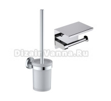 Набор Держатель AQUATEK Европа AQ4939CR с полкой для телефона, хром + Ершик AQ4110CR хром