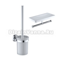 Набор Держатель AQUATEK Европа AQ4919CR, двойной, с полкой для телефона, хром + Ершик AQ4110CR, хром